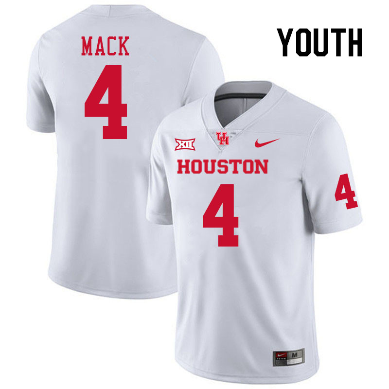 Youth #4 Brandon Mack Houston Cougars College Football Jerseys Stitched-White